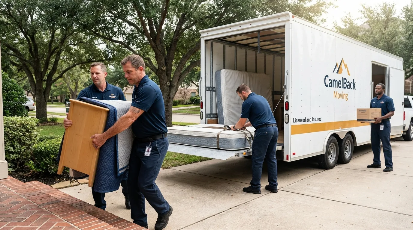 Crew loading residential truck for cross-state move from Parkville, MD