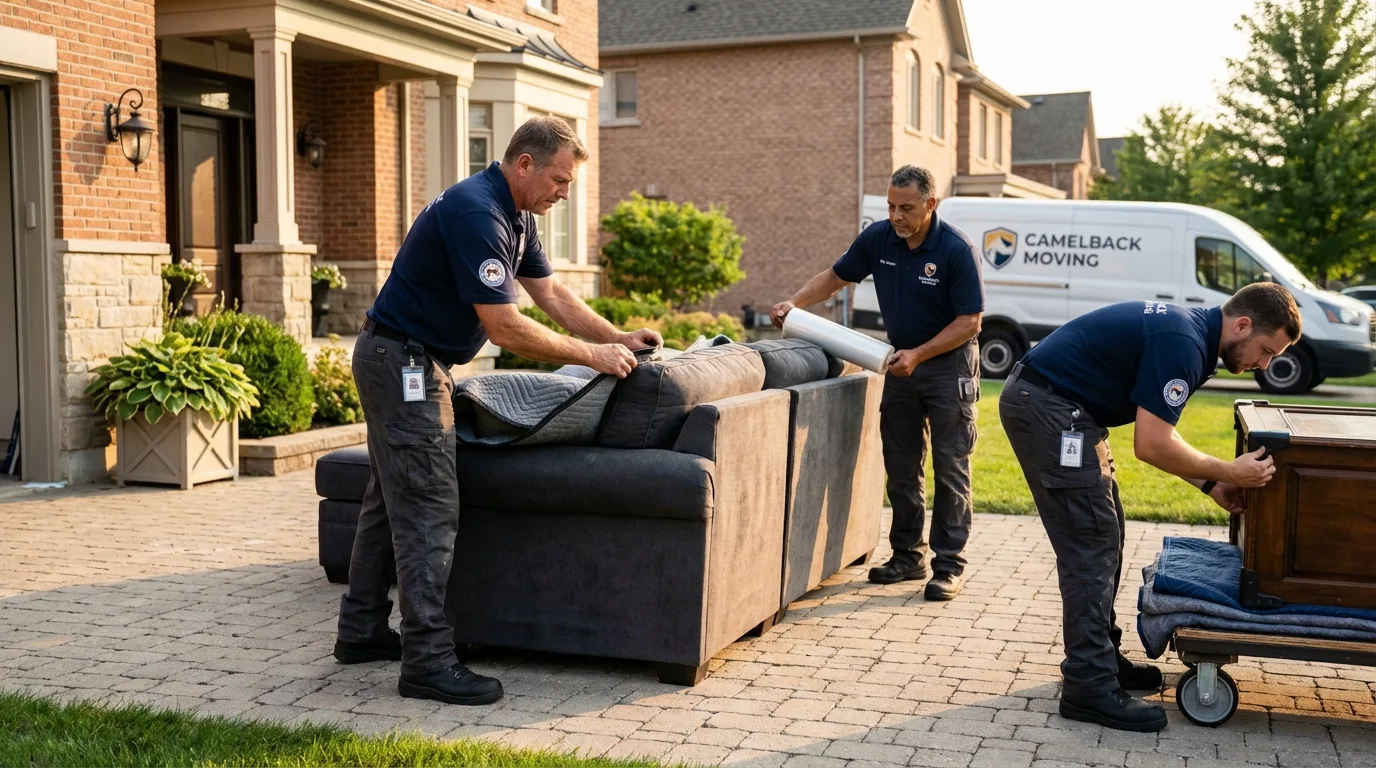 Large estate moving crew wrapping furniture in Parkville, MD